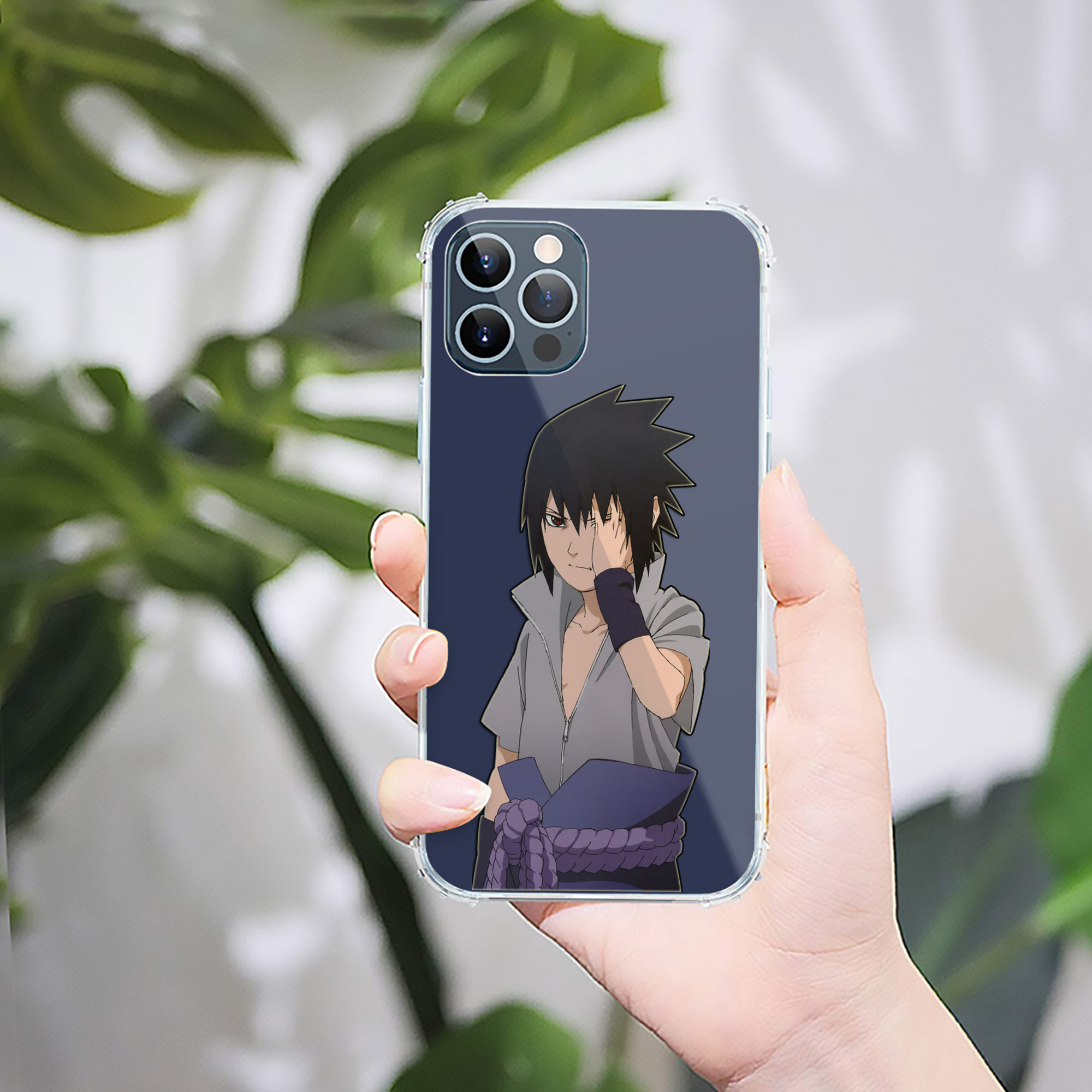 （画像用） NARUTO -ナルト- うちは サスケ Uchiha Sasuke 【iPhone 12シリーズ対応】透明スマホケース（クリアソフトケース）